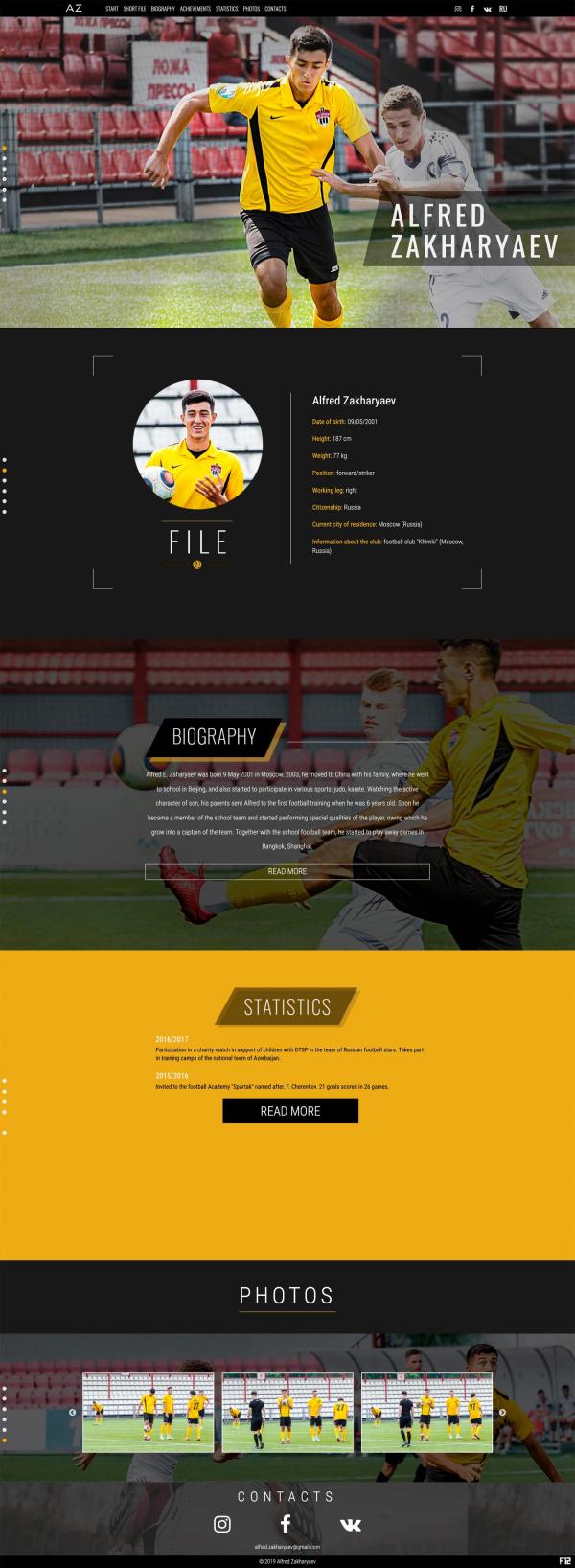 Desktop version of The site of the football player Zakharyaev