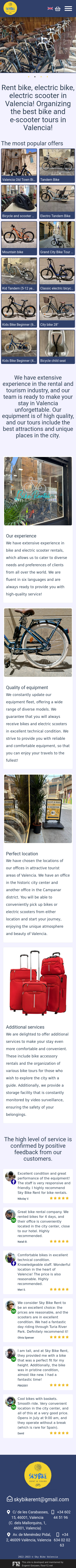 Versión móvil del sitio Alquiler de bicicletas y scooters, tours para turistas.