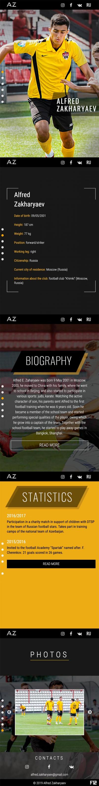 Versión móvil del sitio El sitio del futbolista Zaharyaev