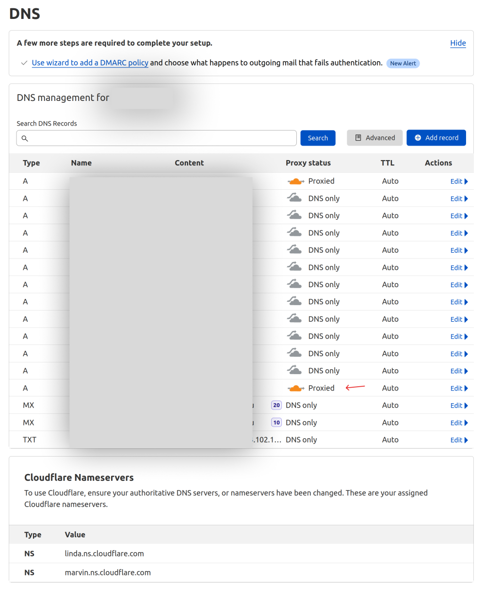 Настройка DNS в Cloudflare